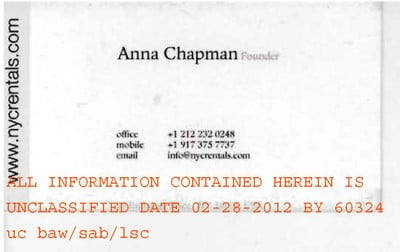 Anna Chapman's Business Card Photo 1
