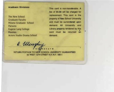 Richard Murphy's New School University Card Photo 2